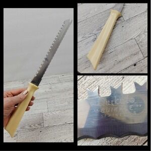 Vintage Quikut Quikkle Stainless Double Sided Carving Knife Serrated Bakelite‎